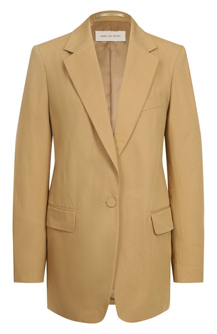 Женский бежевый хлопковый жакет DRIES VAN NOTEN