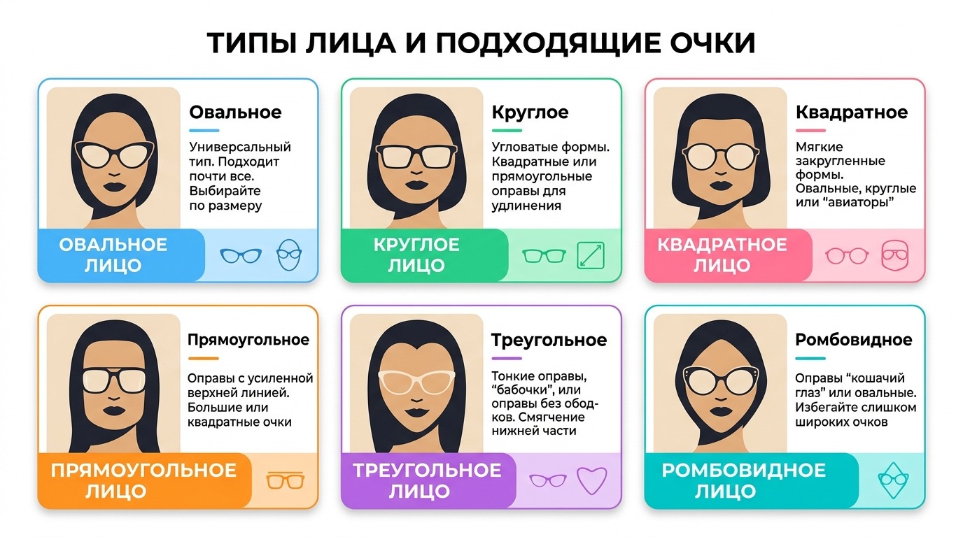 Типы лица и подходящие оправы
