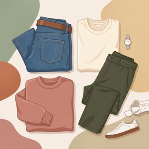 Джинсы или удобные брюки и футболки/свитшоты ð